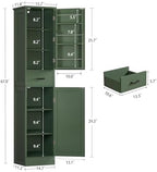 TEENFON Kitchen Pantry Cabinet with 3 Door Shelves & 1 Drawer, Narrow Bathroom Cabinet with Adjustable Shelves, Tall Storage Cabinet for Living Room, Bathroom, Entryway, Green - Image 3