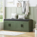 Homleke Shoe Storage Bench, 4 Doors & Thickened Padded Seat Cushion by Homleke