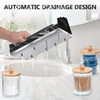 TuCao Marble Bathroom Countertop Organizer, Toothbrush Holders for Bathroom with 3PCS Qtip Holder Dispenser and Toothpaste Holder Drainage for Bathroom Accessories Organization Counter Vanity Storage - Image 6