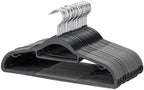 30-Pack Plastic Clothes Hangers, Space Saver, Non Slip, 360° Swivel Hook, 0.2 Inches Slim, Sturdy Heavy Duty Coat Hangers, Durable Hangers for Suits, Black and Dark Gray by SmartHomeforYourFamily