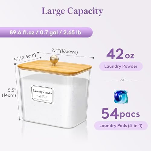 Lifewit Laundry Pods Container with Lid, 0.7gal, Natural, 1 Pcs - Image 2