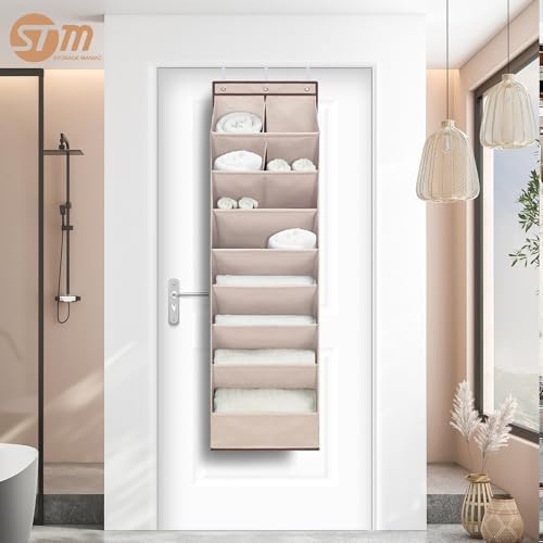 STORAGE MANIAC Over the Door Shoe Organizer Heavy-Duty Large Deep Pocket Hanging Shoe Organizer Shoe Rack Door Closet Shoe Organizer for Wall, Dorm & Narrow Door Storage Shoe Holder Oat Beige, 1 Pack - Image 2