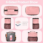 Portable Hanging Shower Caddy, Large Capacity Travel Toiletry Bag for Men & Women, Bath Organizer with Hook & Waterproof Phone Compartment, for Gym, Travel, Dorm, Picnic, Bathroom(Pink) - Image 6