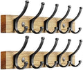 Optish Coat Rack Wall Mount, 16.5 Inches Wood Coat Hooks Wall Mount, Wall Coat Rack with 5 Hooks, Hat Rack Wall Hooks for Hanging Coat, Bag, Towel (2Pack, Natural) by Optish