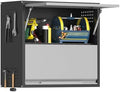 Metal Garage Wall Cabinet with Up-Flip Door, Black Float Tool Cabenit with 2 Doors,Upper Storage Cabinets with Pegboard for Kitchen,Garage,Workshop,Warehouse (25.6" H,Black&Gray) by Firstsky