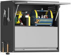 Metal Garage Wall Cabinet with Up-Flip Door, Black Float Tool Cabenit with 2 Doors,Upper Storage Cabinets with Pegboard for Kitchen,Garage,Workshop,Warehouse (25.6" H,Black&Gray) by Firstsky