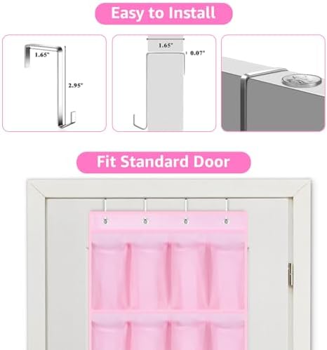 MISSLO Kids Over the Door Shoe Organizer Pink Hanging Shoe Rack Baby Toddler Hanging Shoe Organizer Cute Shoe Holder Girl Room Decor 28 Pockets - Image 7