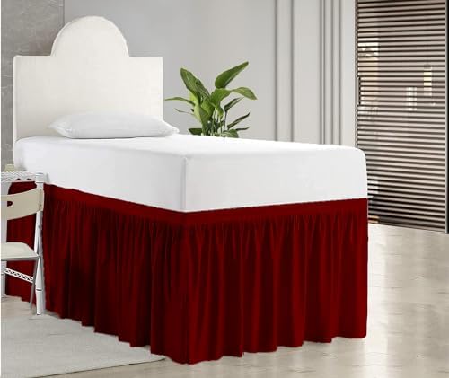 Dorm Bed Skirt, Twin XL, 30" Drop, Burgundy by PeaceSleepBedding