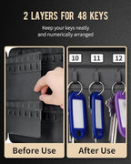 Uniclife 48-Key Steel Key Cabinet with 2 Unlocking Keys Wall Mounted Key Organizer Black Frosted Security Box with Hooks and Key Tag Labels Identifiers in 9 Assorted Colors - Image 4