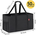 Extra Large Utility Tote Bag, Foldable Reusable Grocery Bags with Metal Wire Frame & Reinforced Bottom Board, Stand Up Large Utility Tote for Shopping, Beach Bag, Laundry, Car (Black) - Image 4