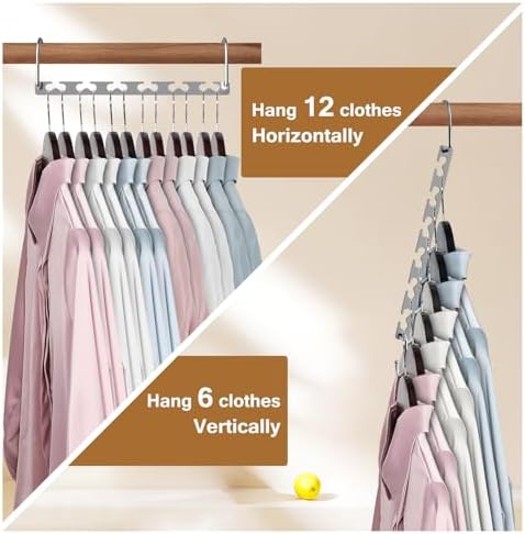 Space Saving Hangers for Clothes 6 Pack, Sturdy Metal Hangers Wardrobe Organizer, Magic Cascading Hanger, Closet Space Saver Closet Organizers and Storage - Image 2