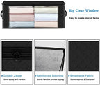 HomeHacks 10-Pack Clothes Organizer Storage Bags, 35L Storage Bins, Black | Foldable Storage Box Container with Zippers, Clear Window, Reinforced Handles for Closet, Dorm, Pillows, Bedding, Sweater - Image 3