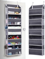 ULG 1 Pack Over Door Organizer with 5 Large and 10 Mesh Side Pockets, 44 lbs Weight Capacity Hanging Storage with Clear Window Kids Toys, Shoes, Diapers, Dark Grey, 5 Layers by ULG