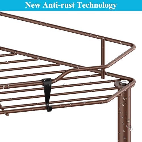 HuggieGems Metal Floor Standing Corner Shower Caddy, Coffee, 4 Tier - Image 3
