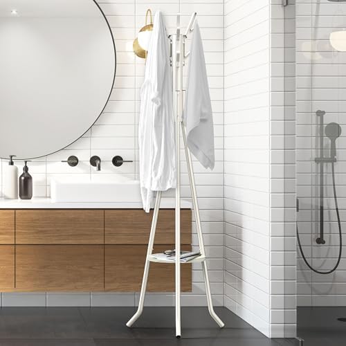 Simple Houseware Freestanding Coat Rack with Shelf, 9 hooks, White - Image 5