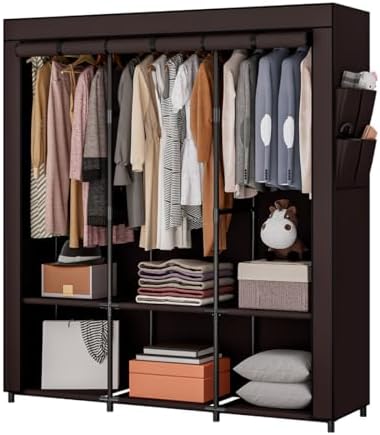 SORCEDAS Portable Closet Wardrobe with Hanging Rods Shelves Clothes Storage by SpecialYourHome