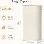 Lifewit Slim Laundry Basket with Lid and Removable Bag, 75L, White - Image 3