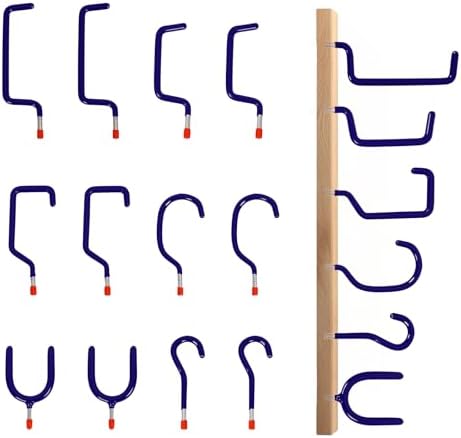 Garage Hooks Heavy Duty, 12-Pack Mixed Utility Garage Hooks, Wall Mounted Steel Tool Hangers for Garage Wall Organizer, Hold Ladders Tools Bikes (Blue, 6 Type & 12 Pack) by LianRippleLian