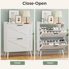Homleke Farmhouse Shoe Storage Cabinet with Flip Drawers & Barn Door Design - Image 6