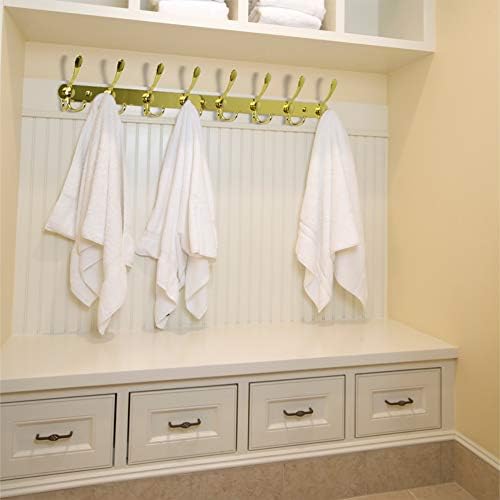 Dseap Coat Rack Wall Mount - 29.5” Long 8-Tri-Hooks Heavy Duty Coat Hanger Rail Wall Hooks for Hanging Coats Hats Clothing Clothes Purse Mudroom Entryway, Gold - Image 4