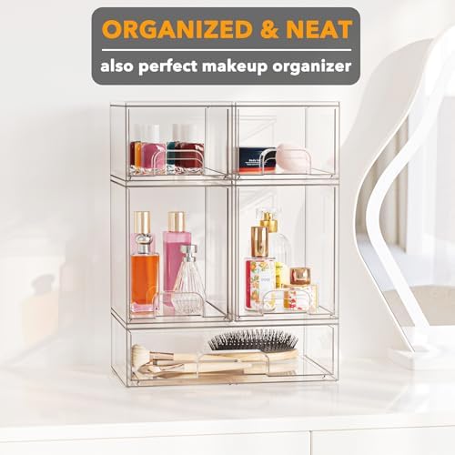SpaceAid Bottle Storage Organizer Baby - Acrylic Bottles Station Organizer Container, Stackable Clear Drawers for Countertop, Vanity, Bathroom, Cabinet, Pantry Organization, 5 Pack, 2S2M1L, 15.4"H - Image 4