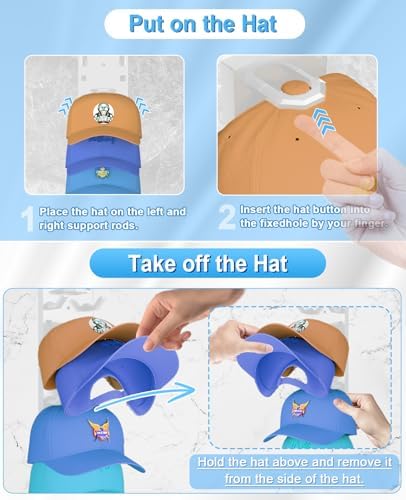 4 Pack Hat Organizer for Baseball Caps, Strong Adhesive Hat Rack for Wall, Multilayer Hat Storage Display Holder for Door Closet, Cap Organizer Storage Wall Mounted Hat Hooks Hold up to 36 Hat (White) - Image 5