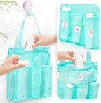 famichan Mesh Shower Caddy Portable, Gym Travel Camp Dorm Room Essentials for College Student Boy Girl, Bathroom Shower Bag - Blue - Image 2