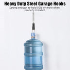 AccEncyc Heavy Duty Garage Hooks, 2Pcs Stainless Steel Wall Mount Hooks, 50lb Weight Capacity, for Garden Hose, Bike, Ladder, Tool Organizer (Medium) - Image 3