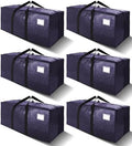 VELVETSURE Heavy Duty Extra Large Moving Bags W/Backpack Straps - Strong Handles & Zippers, Storage Totes For Space Saving, Fold Flat, Alternative to Moving Box and Storage Bin (Set of 6, Blue) by VELVETSURE