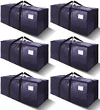 VELVETSURE Heavy Duty Extra Large Moving Bags W/Backpack Straps - Strong Handles & Zippers, Storage Totes For Space Saving, Fold Flat, Alternative to Moving Box and Storage Bin (Set of 6, Blue) by VELVETSURE