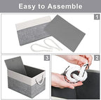 Fab totes Storage Bins 2-Pack, Foldable Storage Baskets for Organizing Toys, Books, Shelves, Closet, Large Storage Box with Rope Handles, Sturdy Organizer Bins, White & Grey - Image 4