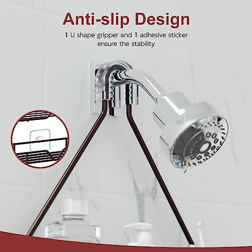 TreeLen Shower Caddy over Shower Head Hanging Bathroom Caddy for Bathroom Organizer 4 Hooks Shampoo Holder-Bronze - Image 4
