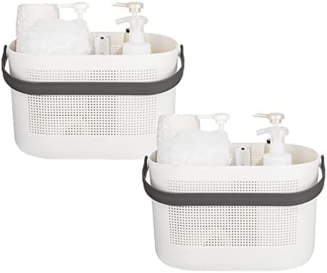 Plastic Portable Shower Caddy Basket, Storage Organizer, Grey, 2 Pack by UUJOLY