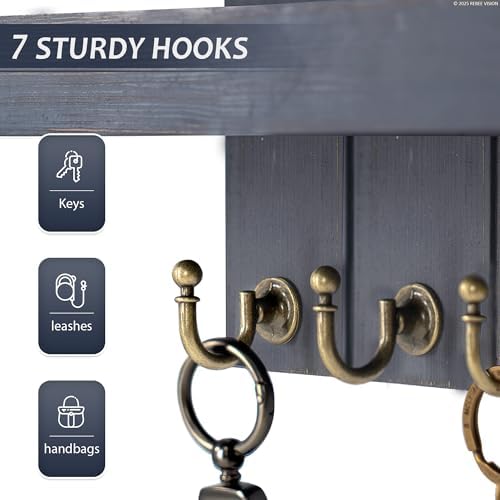 Rebee Vision Key Holder Wall Mount with 7 Hooks for Home Decor, Royal Blue - Image 6