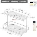Bathroom Organizer Countertop Perfume Organizer Makeup Organizer Cosmetics Storage Display Rack Vanity Tray Dresser Stainless Steel Gold Shelf White Marble Ceramic Tray - Image 5