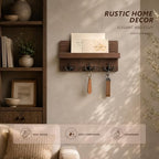 Rebee Vision Key Holder Wall Mount with 3 Hooks for Entryway, Retro Brown - Image 3