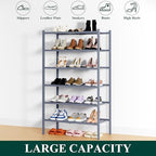 Smiry Bamboo Shoe Rack, 14 Vertical Slats, 6 Tier - 26.8" Wide, Grey - Image 6