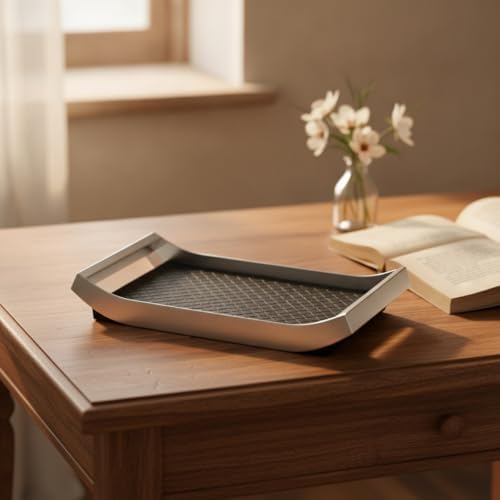 Vaveren Synthetic Material Tray Stainless Steel Valet Organizer Catchall Tray Decorative Storage Tray with Smooth Rounded Corners Low Profile Suitable for, Black, Small - Image 4