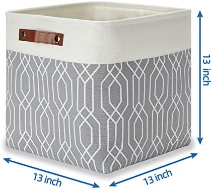 Temary Collapsible Baskets 13 Inch Storage Cubes for Organizing, Storage Baskets for Shelves, 4 Pack Fabric Storage Cubes Bins for Towels, Blankets (Grey Polygon) - Image 2