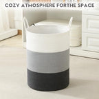 Laundry Basket Hamper Tall Rope Storage Woven for Blanket toys Dirty Clothes in Living Room Bathroom Bedroom (Gradient Grey, 100L/26.4Gal) - Image 5