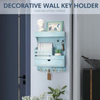 Rebee Vision Key Holder Wall Mount with Drawer & Shelf for Entryway, Blue - Image 4
