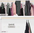 MORALVE Pants Hangers Space Saving - 4 Pack European Beechwood Scarf and Jean Hangers - Closet Organizer and Space Saver Pant Rack, Leggings Hanger, and Scarf Holder with 360° Swivel Hook - Image 3