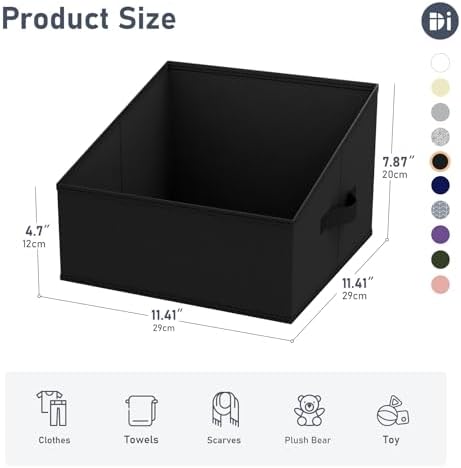 DIMJ Trapezoid Storage Bins for closet shelves, Closet Organzier Bins with Handle, Foldable Closet Storage Bins Basket, Closet Organizers and Storage for Toys, Books, 6 Packs, Black - Image 2