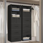 6-Shelf Hanging Closet Organizer with 5 Drawers, Non-Woven Storage, Black | Spacious compartments sort clothes & undergarments; foldable drawers add hidden storage for closets, wardrobes or RVs. - Image 5