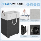 HomeHacks 75L Rolling Laundry Basket with 4 Wheels Collapsible Gray - Image 3