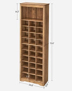 VASAGLE Tall Shoe Storage Cabinet, 10‑Tier, Holds Up to 30 Pairs of Shoes | Vertical Wood Rack, 24.8 x 13.2 x 75.6 inch, for Entryway, Honey Brown, Helan Collection ULBS273T41 - Image 3