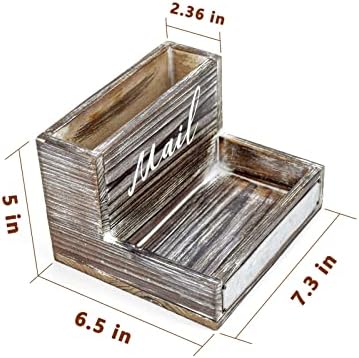 OKSQW Farmhouse Mail Organizer Countertop Letter Sorter Caddy 2 Tier Rustic Mail Tray Wooden Mail Holder File Organizer Bill Paper Folder Office Desk Accessories Rustic Office Supplies Home Decor - Image 2