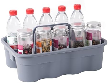 Matthew Large Plastic Tote Tool & Deluxe Supply Cleaning Caddy with Handle Portable Shower Basket Storage Caddy for Cleaning Products Organizer,Take-Out Coffee/Soft Drink,Bath Multi Use - Gray - Image 3