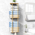 Liuoud Towel Rack for Bathroom, Wall Mounted Vertical Rolled Towel Storage Organizer Holder with Shelf, Holds Up 6 Large Bath Sheets, Gold by Liuoud