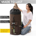 laundry bag backpack,extra-large heavy duty laundry bags,laundry backpack for college students,drawstring closure (Brown) - Image 3